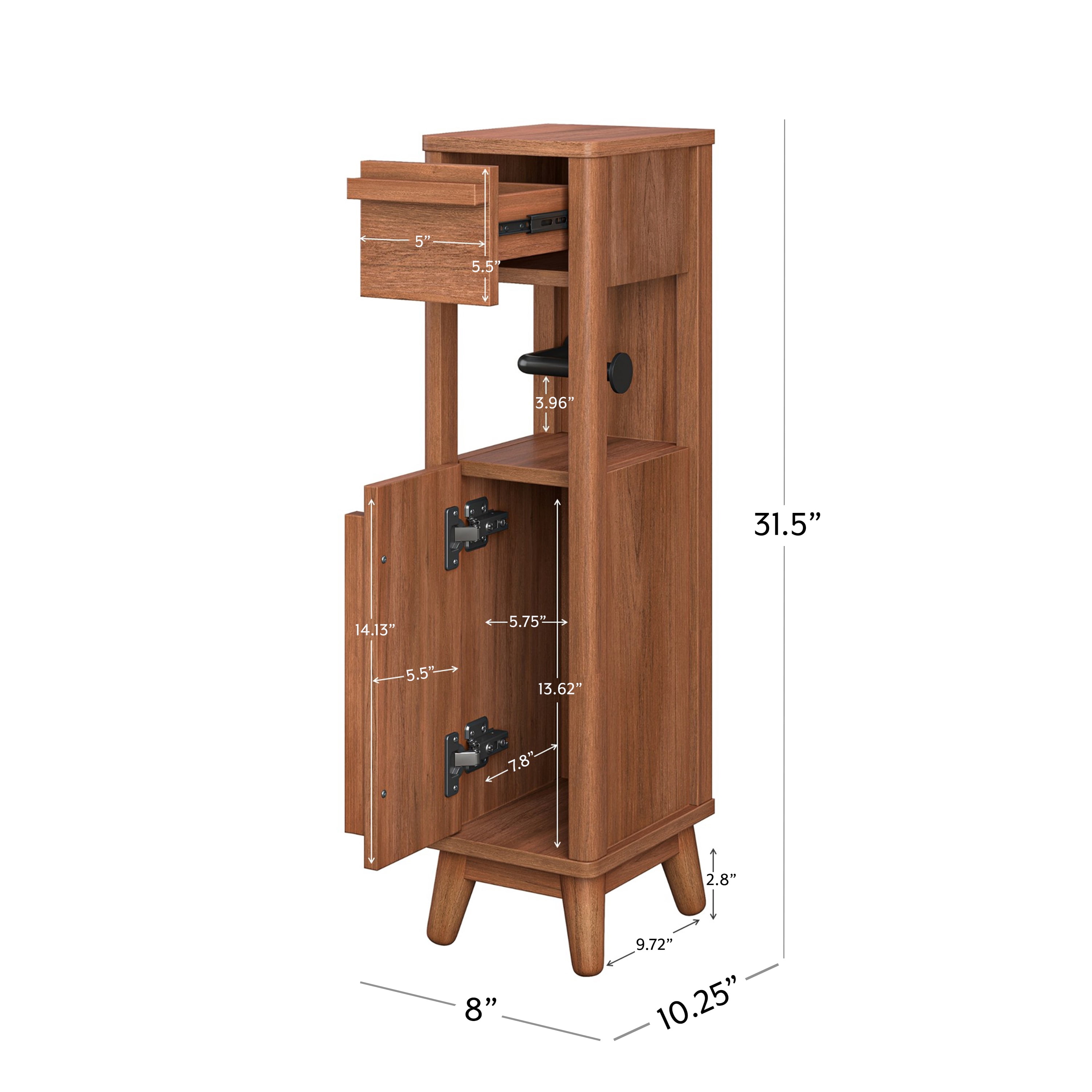 Better Homes & Gardens Greyson Slim Bathroom Storage Cabinet with Toilet Paper Holder, Walnut Finish