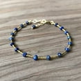thumbnail image 3 of Lapis Lazuli 3-3.5mm Rondelle Shape Faceted Cut Beads 7 inch Adjustable Gold Plated Clasp Bracelet for men, women, unisex. Link Chain Stacking Bracelet.|LINK_04238, 3 of 4