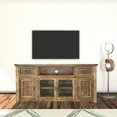 thumbnail image 5 of 70" Brown Solid Wood Cabinet Enclosed Storage Distressed TV Stand, 5 of 7
