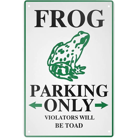 Retro Metal Tin Sign Frog Parking Only Wall Art Plaque Poster for Home Bar Pub 8 x 12 Inch