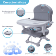 thumbnail image 4 of Silla Periquera de Bebe Portátil Plegable con Altura Regulable con Charola para Comer Gris Gaon Booster, 4 of 7