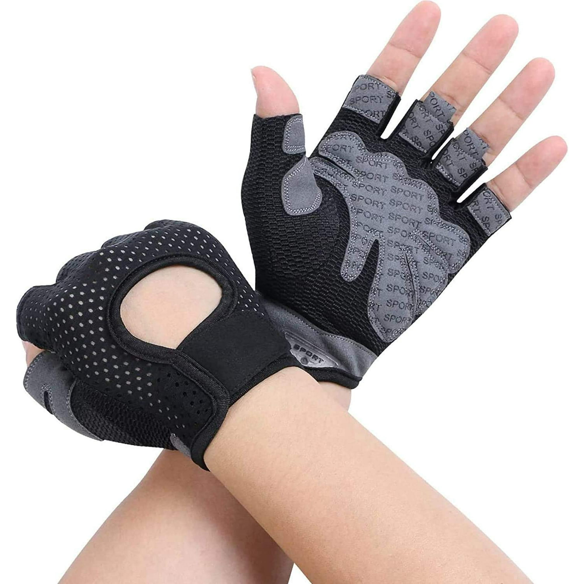Pair Breathable Fitness Gloves Black M for Workout Gym Gymnastics Weightlifting Fitness Pull Up Bar Unisex