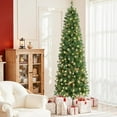 thumbnail image 5 of Favory 6ft Prelit Artificial Hinged Slim Pencil Christmas Tree with Warm White Lights, Full Branch Tips, Good Choice Decoration for Xmas Holiday,Green, 5 of 7