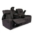 thumbnail image 3 of Modern Contemporary 1pc Sofa Drop Down Table Transitional Recliner Living Room Dark Gray Fabric Solid wood Armrest Storage, 3 of 7