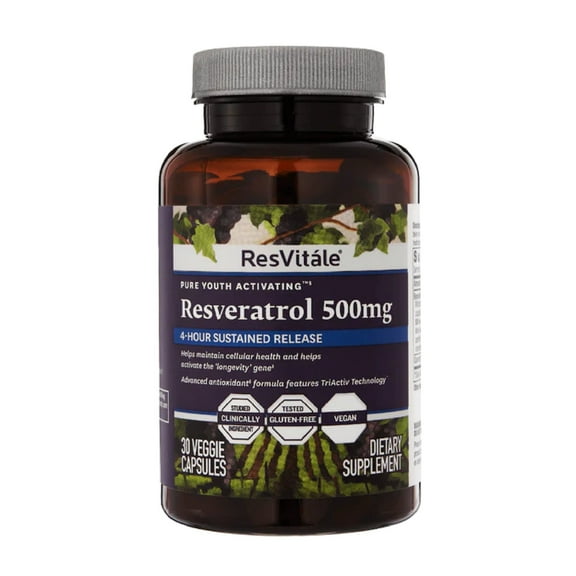 ResVitále Resveratrol 500 mg - Resveratrol Supplement for Men and Women - 30 Veggie Capsules