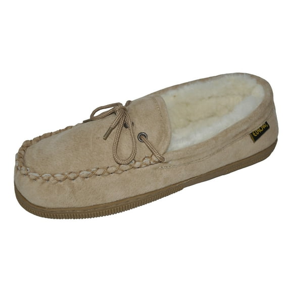 Eurow Women's Hardsole Sheepskin Moccasin - Chestnut/White, Size 9