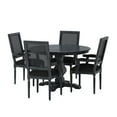 thumbnail image 2 of Noble House Bryan Fabric Upholstered Wood and Cane 5 Piece Circular Dining Set, Gray and Black, 2 of 13