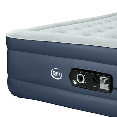 SERTA 18 RAISED QUEEN WITH NEVERFLAT PUMP BLUE