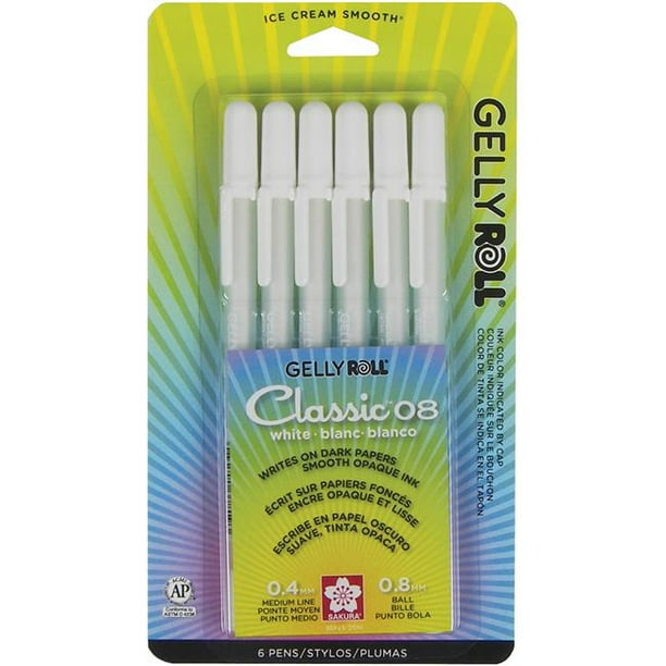 Gelly Roll Medium Point Pens 6/Pkg-White 