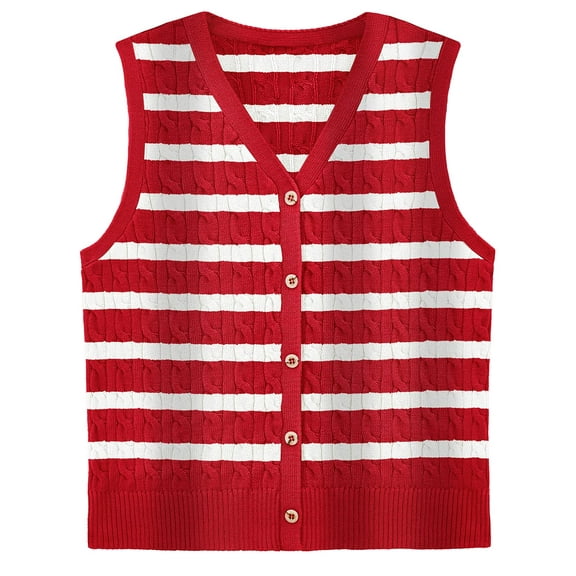 Womens Sweater Vest Cable Knit Button Down Cute Sleeveless Spring Summer Clothes 2025