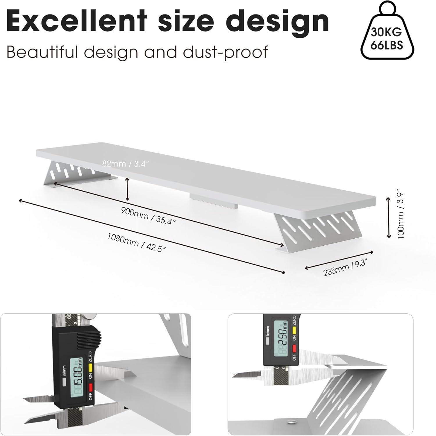 Wood and Steel Dual Monitor Stand Riser for Desktop, Laptop, PC, and Printer