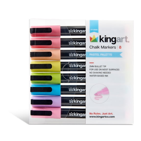 kingart liquid chalk markers pastel palette round 2mm/chisel 4mm
