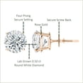 thumbnail image 3 of Dazzlingrock Collection 0.50 Cttw Round Lab Grown White Diamond 4 Prong Solitaire Unisex Stud Earrings in 10K Solid Rose Gold in Screw Back, 3 of 5