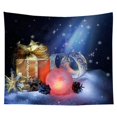 thumbnail image 1 of Christmas Tapestry Snowflakes Santa Claus Winter Night Hanging Cloth Fireplace Home Decor Christmas Wall Decorations for Home, 1 of 4