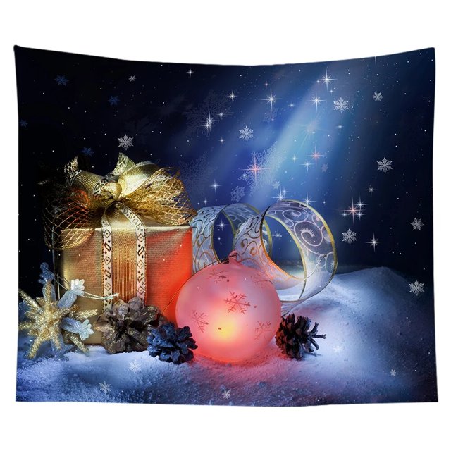 Christmas Tapestry Snowflakes Santa Claus Winter Night Hanging Cloth Fireplace Home Decor Christmas Wall Decorations for Home