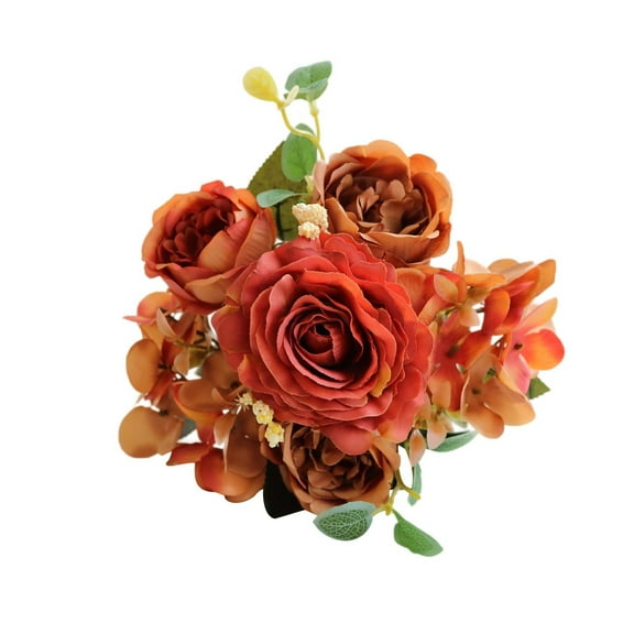 Beautynvta Artificial Peony Flowers, Fake Peony Flowers Wedding Bouquet, Faux Plastic Peony Stems, No Fade Roses Bouquet for Vase Fillers, Table Centerpieces, Home Decor, Orange