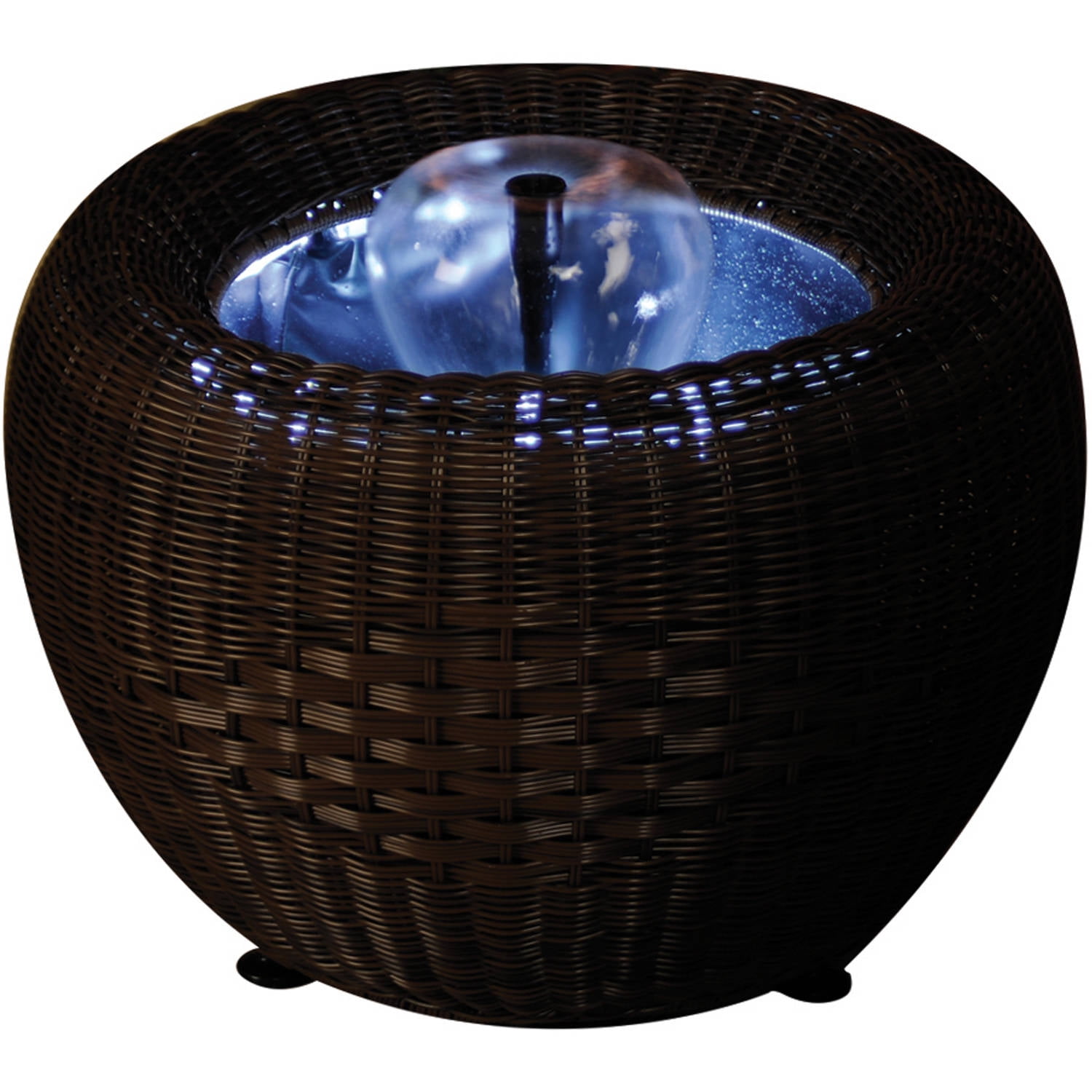 Gardenique Patio Pond, Mocha Wicker Urn with White LED Light by Pond Boss