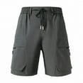 thumbnail image 4 of RYDCOT Men’s Cargo Sweat Shorts Casual Drawstring Elastic Waist Shorts Athletic Workout Gym Jogger Short with Pockets Dark Gray, 4 of 7