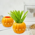 thumbnail image 1 of Originality Plastic Flower Pot Imitation Pumpkin Shape Decoration Vase Festive Dress Material Two Halves Splicing, 1 of 6