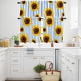 thumbnail image 3 of Pastoral Sunflower Kitchen Curtains Valances and Tiers Set of 3 White Blue Striped Pastoral Flower Tier Curtains and Valance with Rod Pocket for Small Windows, 27.5"x36", 3 of 9
