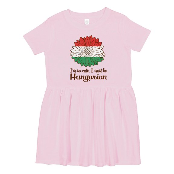 Inktastic I'm So Cute, I Must Be Hungarian Hungary Sunflower Girls Toddler Dress
