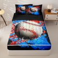thumbnail image 2 of Homewish Splatter Baseball Zipper Full Size Comforter Sets with Fitted Sheet and 2 Pillowcases, Red Blue Watercolor Zipper Bedding Set for Boys and Girls, Black Reversible, 4-Piece, 2 of 6
