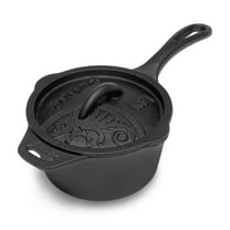 Petromax Cast Iron Saucepan with Basting Lid, Side Spouts and Assist Handle, Cook on Stove or Over Campfire, 1.1 Quart