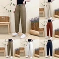 thumbnail image 1 of Sentmoon Work Pants for Women Solid Color High Waist Women Trouser Pants Plus Size Loose Fit Linen Comfy Summer Running Pants Women with Pocket Beach Essentials for Working Out and Gym, 1 of 8