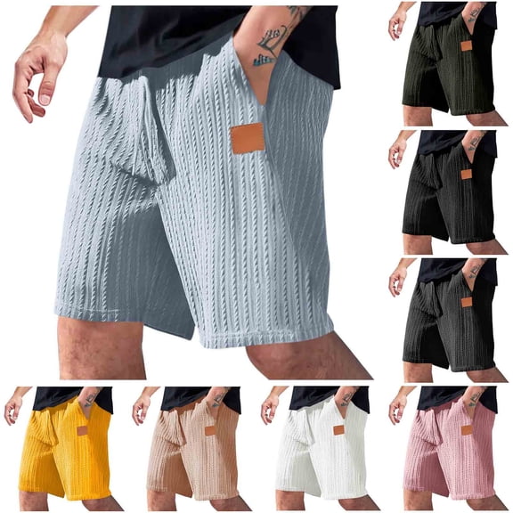 KeShDi Mens Shorts Casual Mens Khaki Shorts Men Casual Fashion Loose Comfortable Pocket Drawstring Elastic-Waist Shorts Half Shorts Pants White M