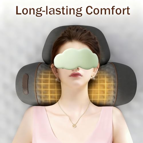 3-in-1 Neck Massager with Heat and Vibration, Black Memory Foam Cervical Pillow, Electric Traction Support for Pain Relief and Sleep Aid(Black,1PC)