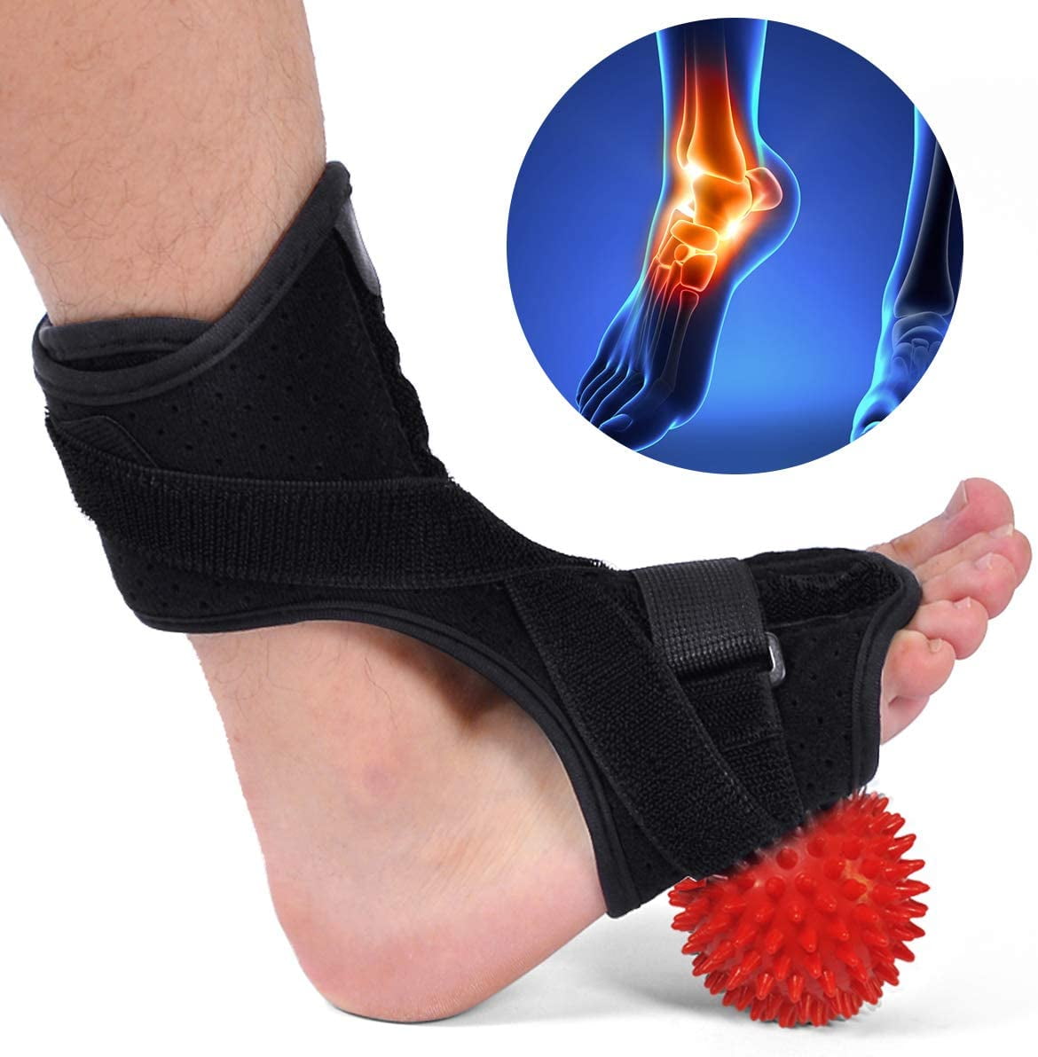 Plantar Fasciitis Night Splint, Drop Foot Orthotic Brace with Hard
