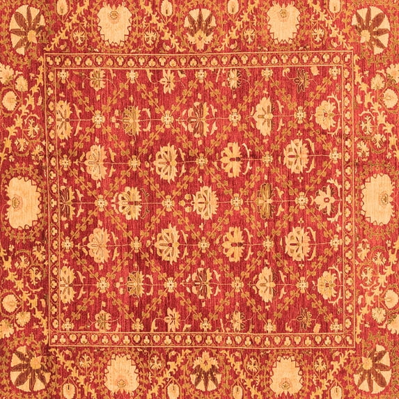 Ahgly Company Indoor Square Abstract Orange Modern Area Rugs, 4' Square