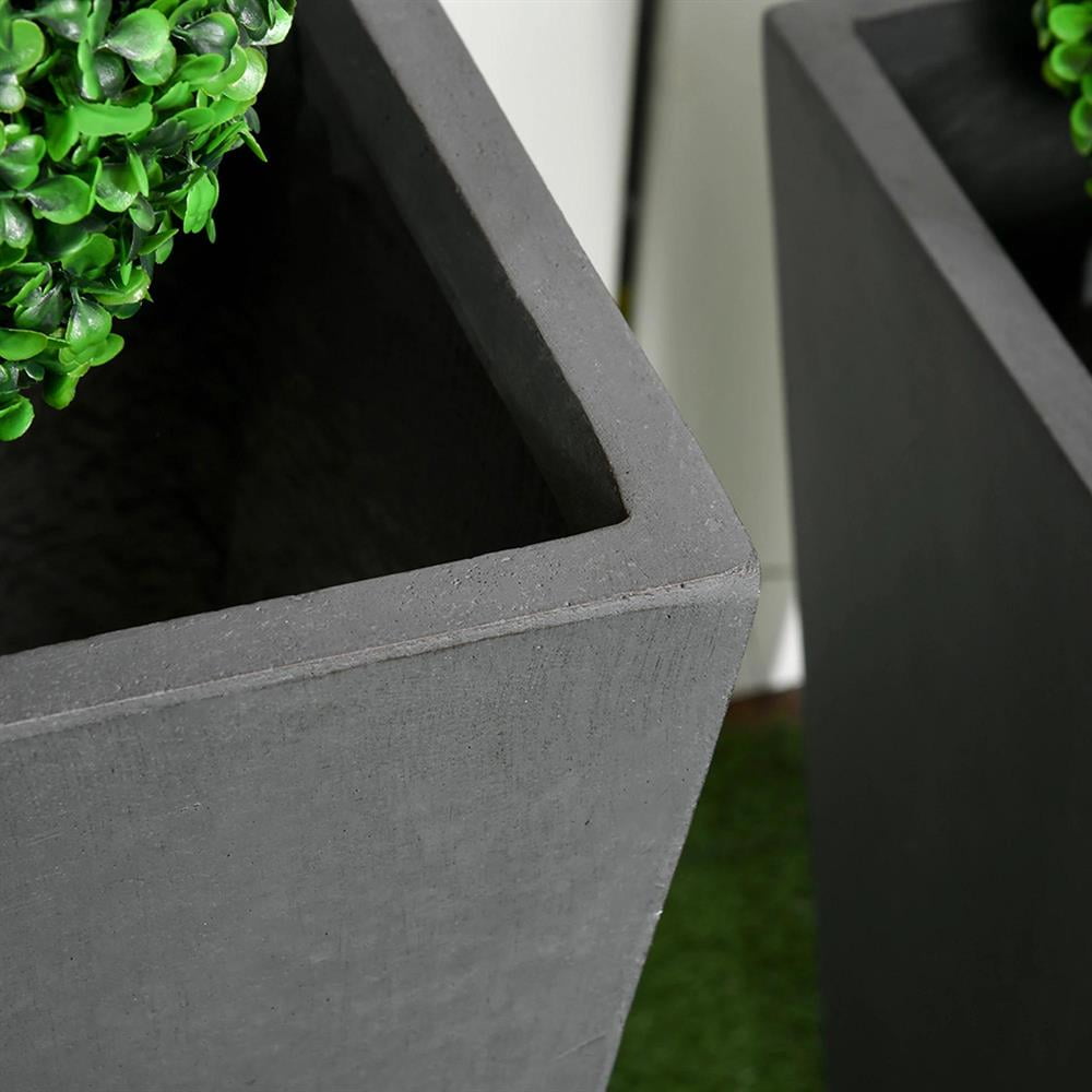 Resenkos Plant Pots, Flower Pots, Garden Planters,2-Pack Outdoor Planter Set, Flower Pots with Drainage Holes, Durable & Stackable Plant Pot,Gray