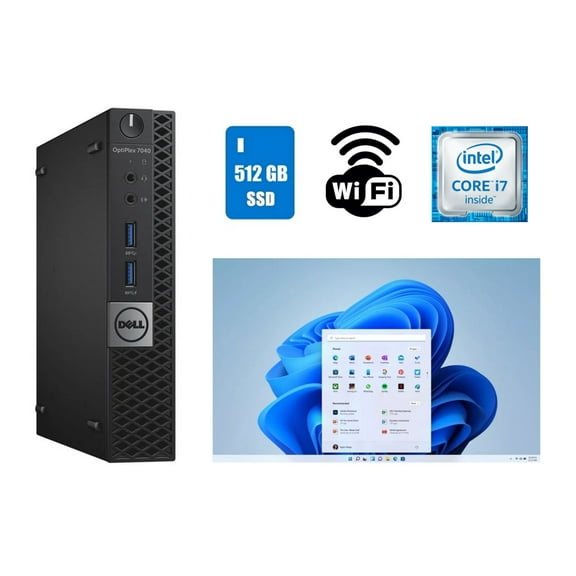 Restored Dell OptiPlex 7040 Micro Core i7 Desktop Computer 16GB RAM 512GB SSD Wi-Fi Windows 11 Pro (25H2)