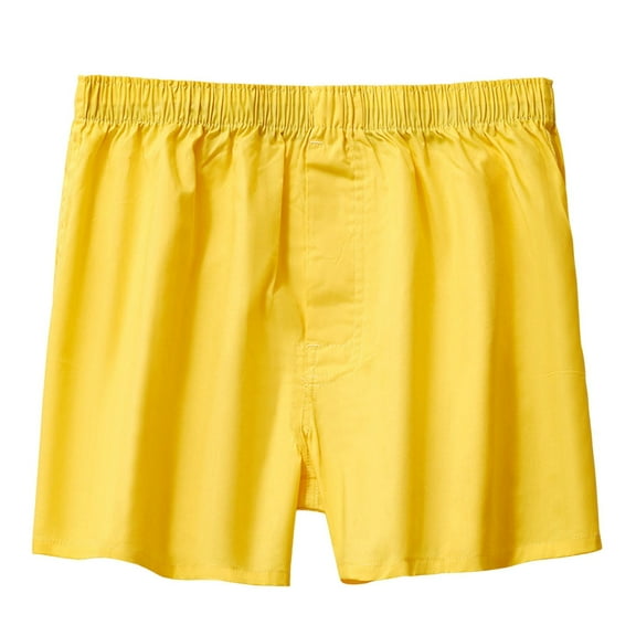 Mens Underwear, Mens Loose Fitting Underwear Pure Cotton Home Sleepwear Flat Angle Breathable Large Shorts, Mens Underwear Boxer Briefs(Yellow,2XL)