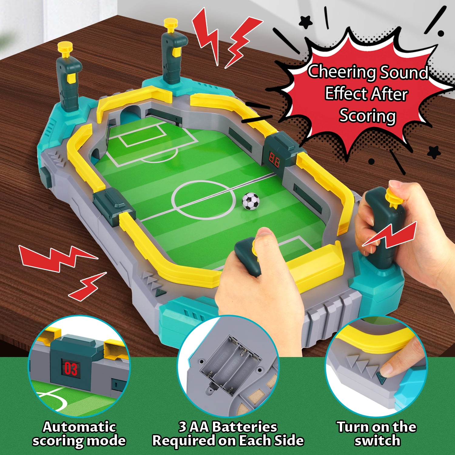 Beefunni Tabletop Foosball Game – Portable Soccer Board Game with Sound & Scoring – Indoor Sport Game Gift for Family & Friends