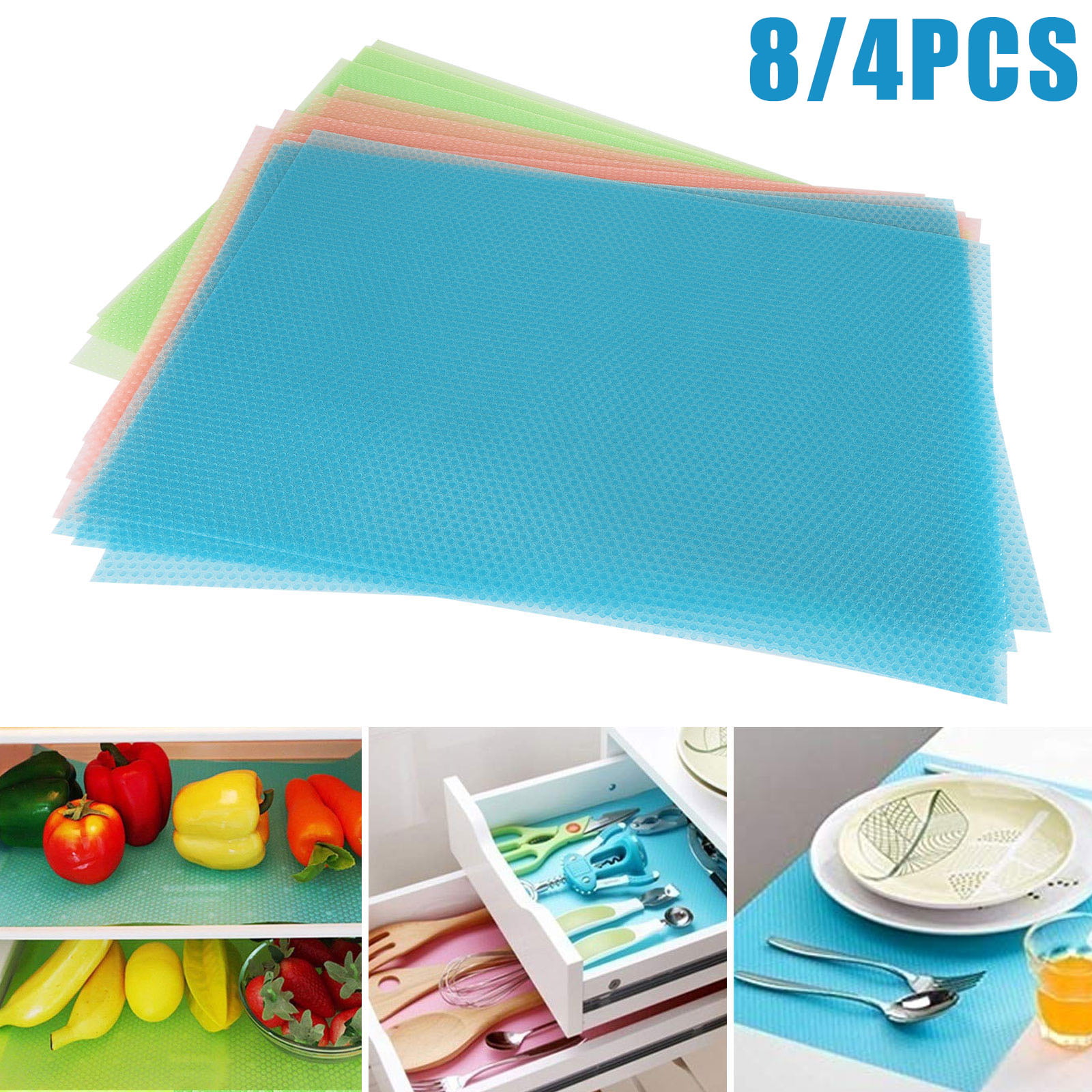 4pcs Kitchen Refrigerator Mat Multifunction Freezer Pad Anti-bacterial Cushion
