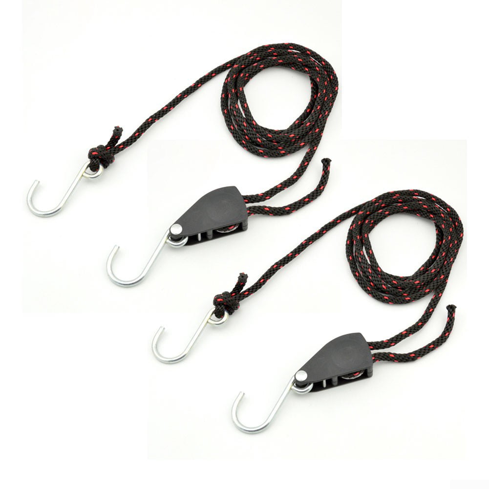 Set of 2 Ratchet Kayak Canoe Bow and Stern Tie Down Strap Adjustable Rope Hanger 