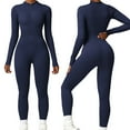 thumbnail image 2 of Women Yoga Jumpsuits One Piece Workout Ribbed Long Sleeve Rompers Female Sport Exercise Jumpsuits, 2 of 8