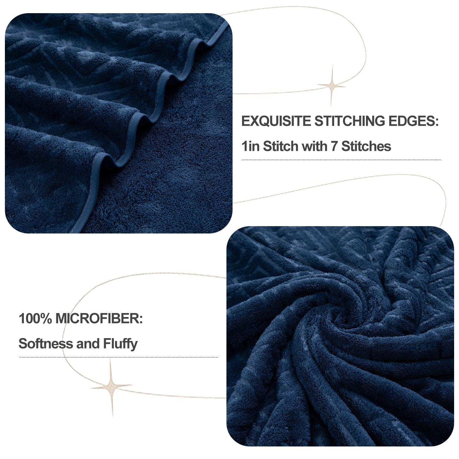 12 Piece Family Towels Set for Bathroom, Quick Drying, High Absorbent Ultra Soft Towel Sheet, Includes 4 Bath Towels, 4 Hand Towels, & 4 Washcloths (Navy)