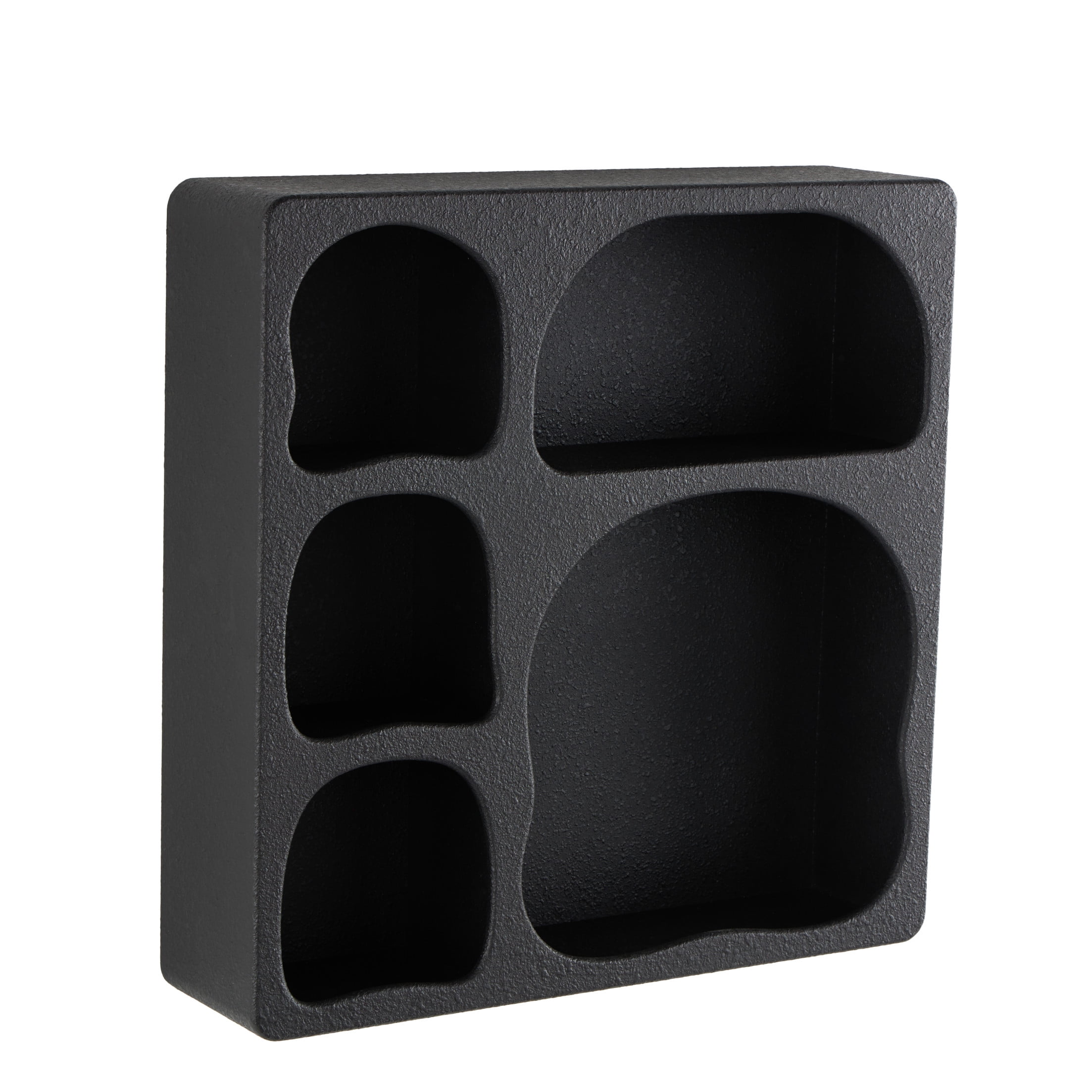 DecMode 19" x 5" 5-Tier Black Geometric Wall Shelf with Abstract Block Shapes