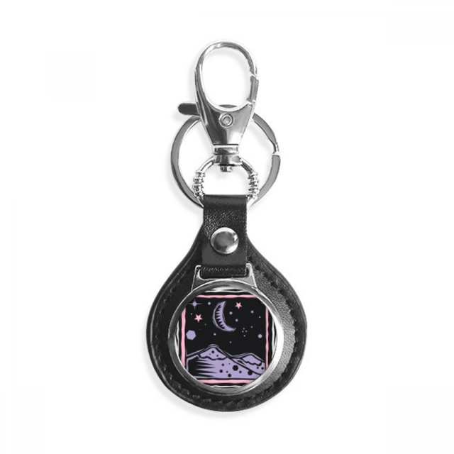 purple mountain moon star element engraving key link chain keyholder finder hook metal