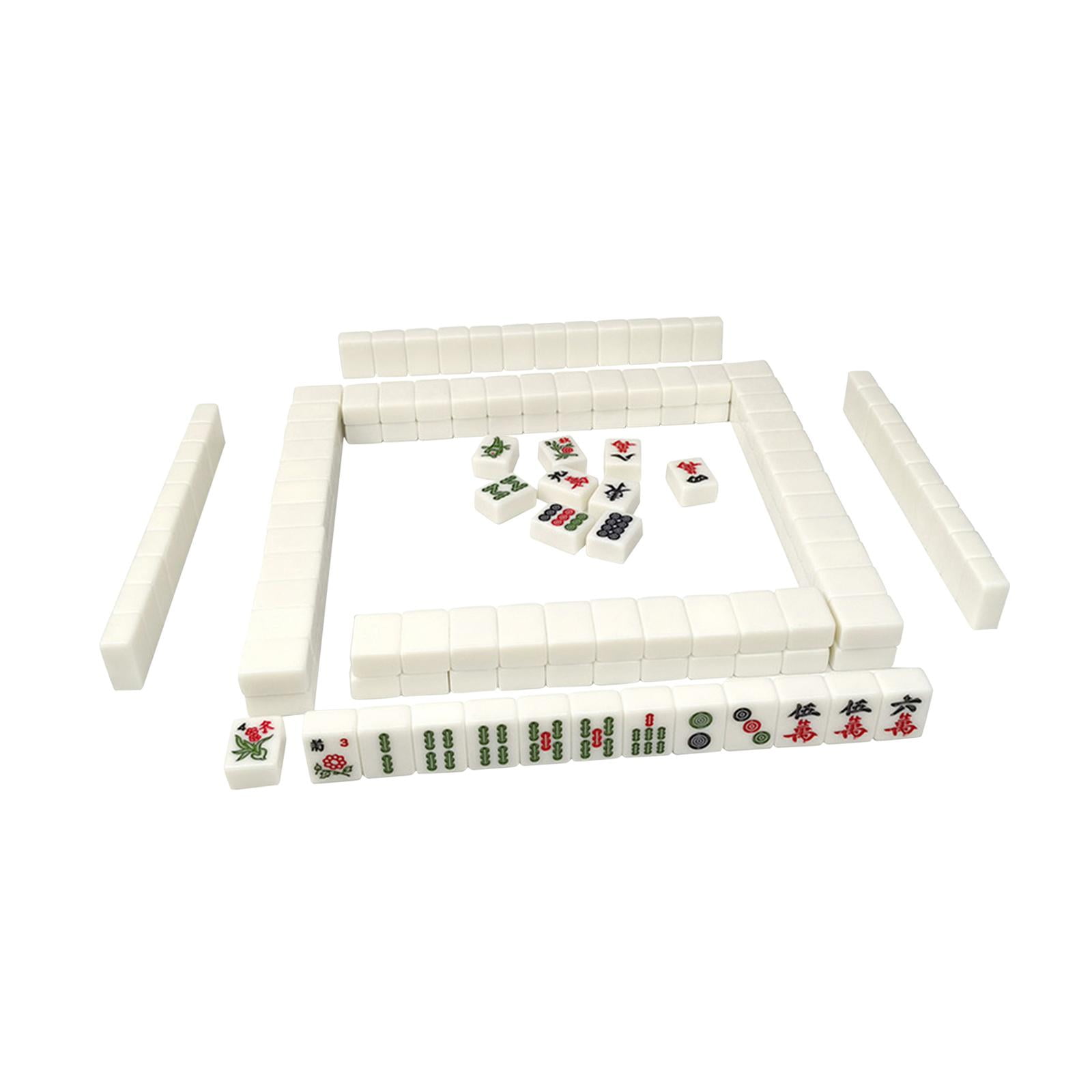 LeeQinersw 144x Chinese Version Game Set Leisure Time Chinese Style Game Mini Mahjong Tiles White