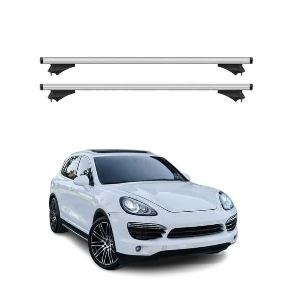 OMAC Cross Bars Roof Racks Aluminium for Porsche Cayenne 2011-2018 Grey 2 Pcs Anti-Theft for Travel Kayak Canoe Surf Ski Snowboard Camping