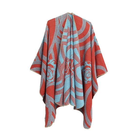 QQAMB Women's Shawls Wraps Winter Open Front Poncho Cape Oversized Cardigan Sweater