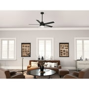 Hunter 52 inch Indoor Ceiling Fan with LED Light and Remote Control - Black Modern Smart Ceiling Fan, Standard Mount, 5 Blades, For Bedroom, Living Room, or Kitchen, Quiet- Aerodyne 51314, Matte Blac