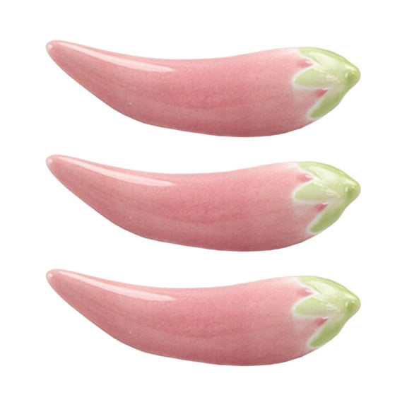Fiocias 3 Pieces Fork Holder Rack Cute Chili Ceramic Chopstick Holder Chopsticks Utensil Pink