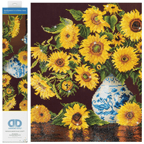 Diamond Dotz Sunflowers in a China Vase Floral Diamond Painting Kits for Adults - Diamond Art Kits a Relaxing Creative Craft Kit with Dotz Gems 22"x28"