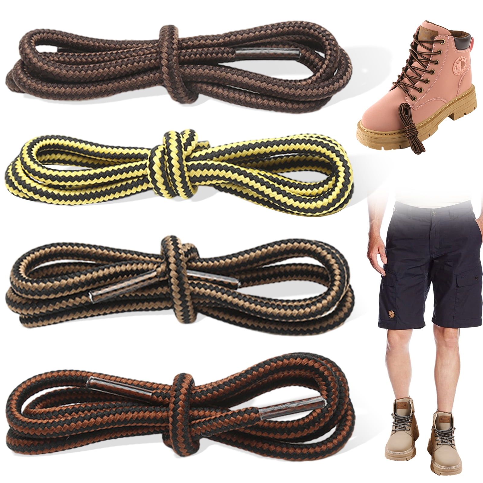 KURISET Round Boot Laces 2 Pair Heavy Duty And Durable Shoelaces- For Sneakers, Work Boots, Hiking Shoes Replacements (36 Inches (91 Cm), Black - View #2