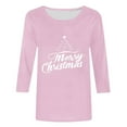 thumbnail image 5 of LEKWK Christmas Tops for Women 2025 Dressy Merry Xmas Crew Neck 3/4 Sleeve Tshirts Womens Christmas Blouses Holiday Holiday Clothes for Women, 5 of 5
